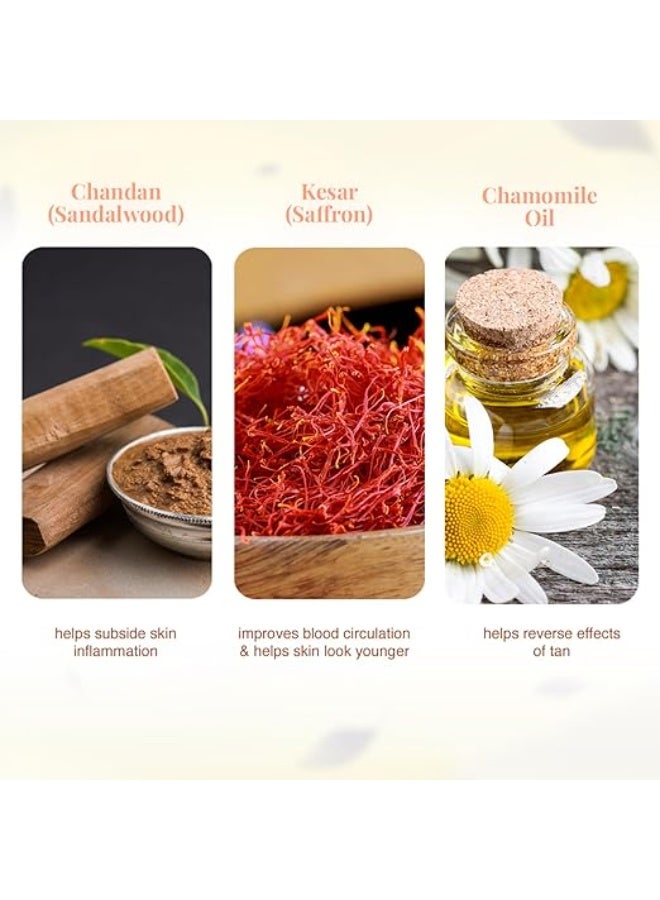 فى ال سي سي غسول الوجه VLCC Ayurveda Natural Fairness Chandan & Kesar - 100 مل × 4 (عبوة من 4) | غسول وجه يومي لتفتيح البشرة | الزعفران لفوائد مكافحة الشيخوخة | غسول وجه أيورفيدي لجميع أنواع البشرة - Image 4